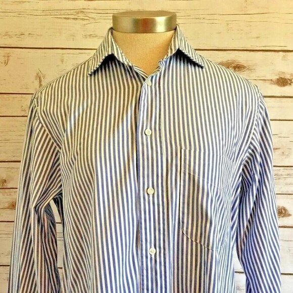 CLUB ROOM Men Long Sleeve Button Down Striped Cotton Casual Dress Shirt Sz 15/34 - Picture 2 of 12